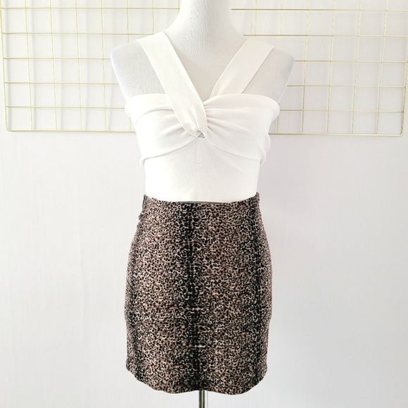 Torn by Ronny Kobo Pleated Leopard Cheetah Print Mini Skirt - Picture 2 of 7